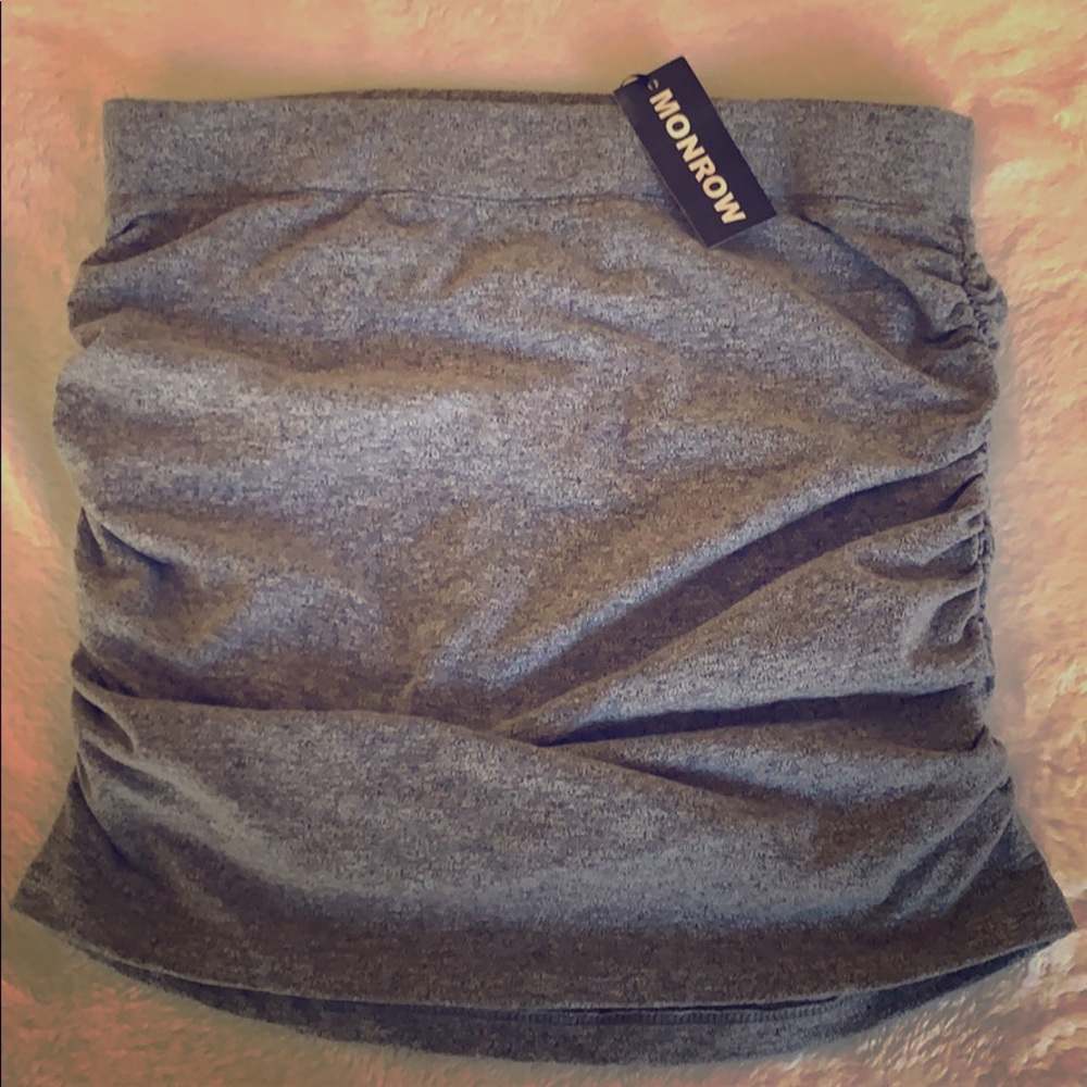 MONROW mini skirt- ruching on sides. Super soft and comfy!